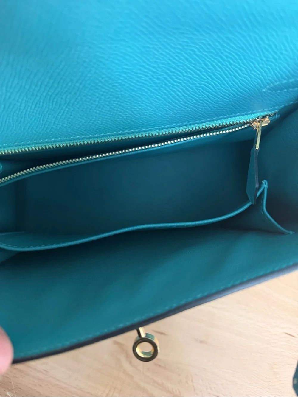 Kelly 25 green vert blue GHW FLAWED MISSING KEY SELLIER EPSOM